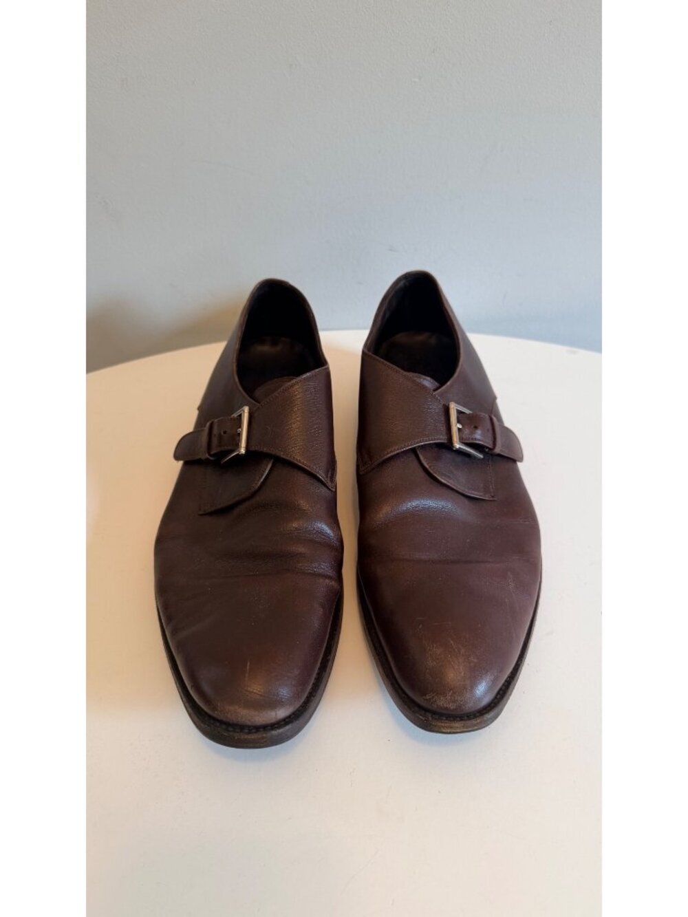 Ermenegildo Zegna Brown Monk Strap Leather Dress Shoes Italy Size 11 D / 12 US